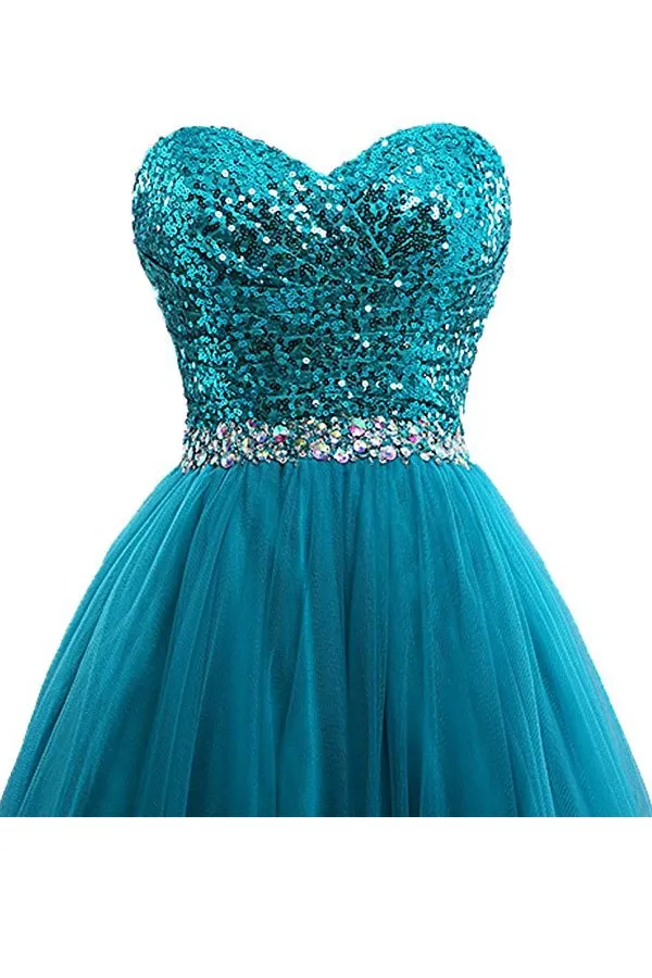 Anneprom Tulle Sequin Ball Gown Prom Dresses Evening Gown APB0017
