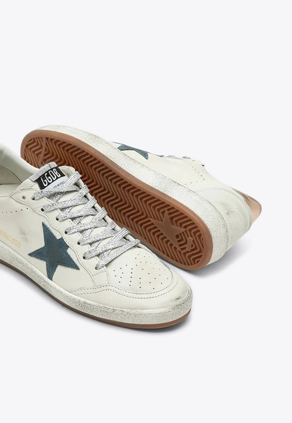 Ball Star Distressed Leather Sneakers