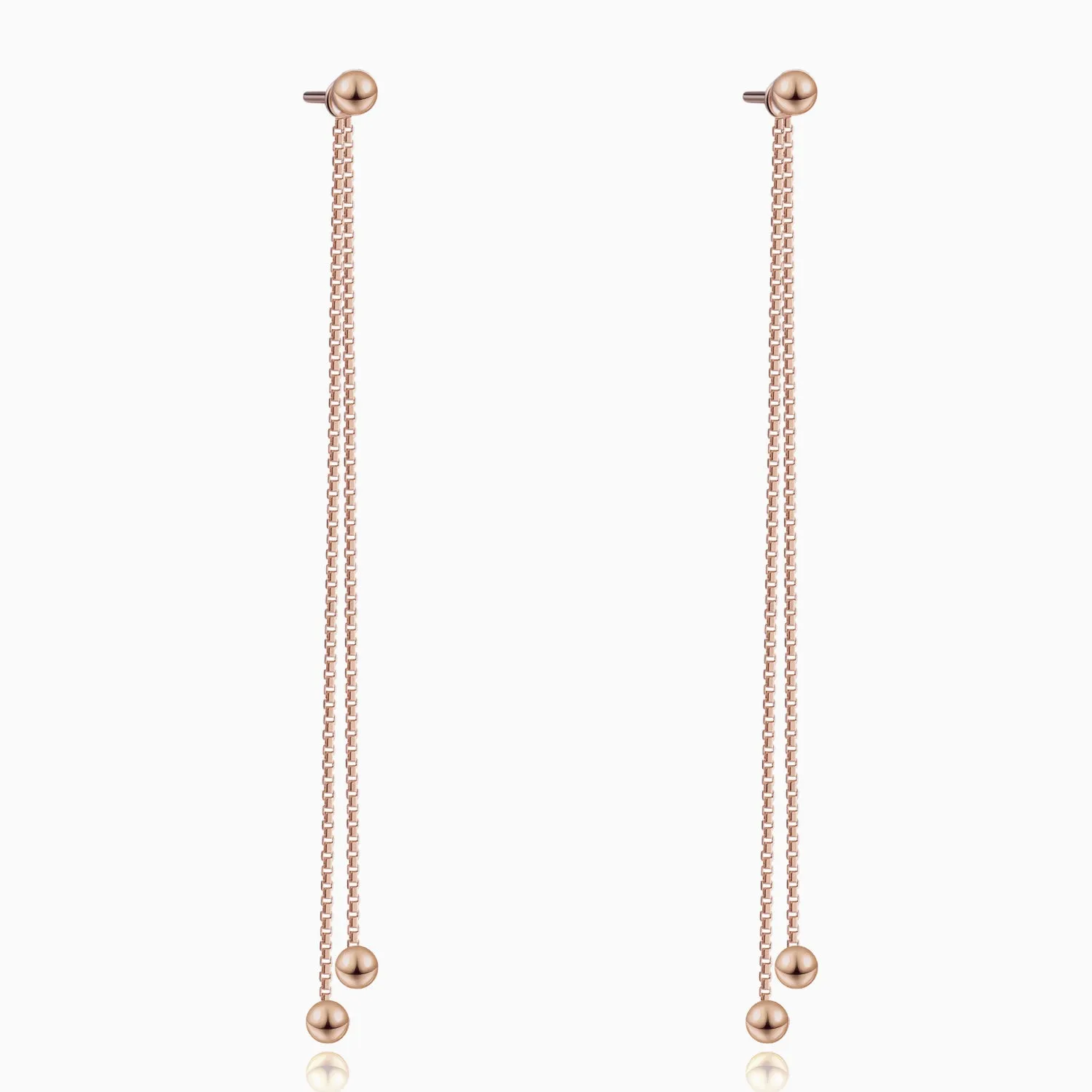 Double Chain Balls Long Dangle Earrings