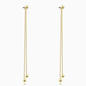 Double Chain Balls Long Dangle Earrings