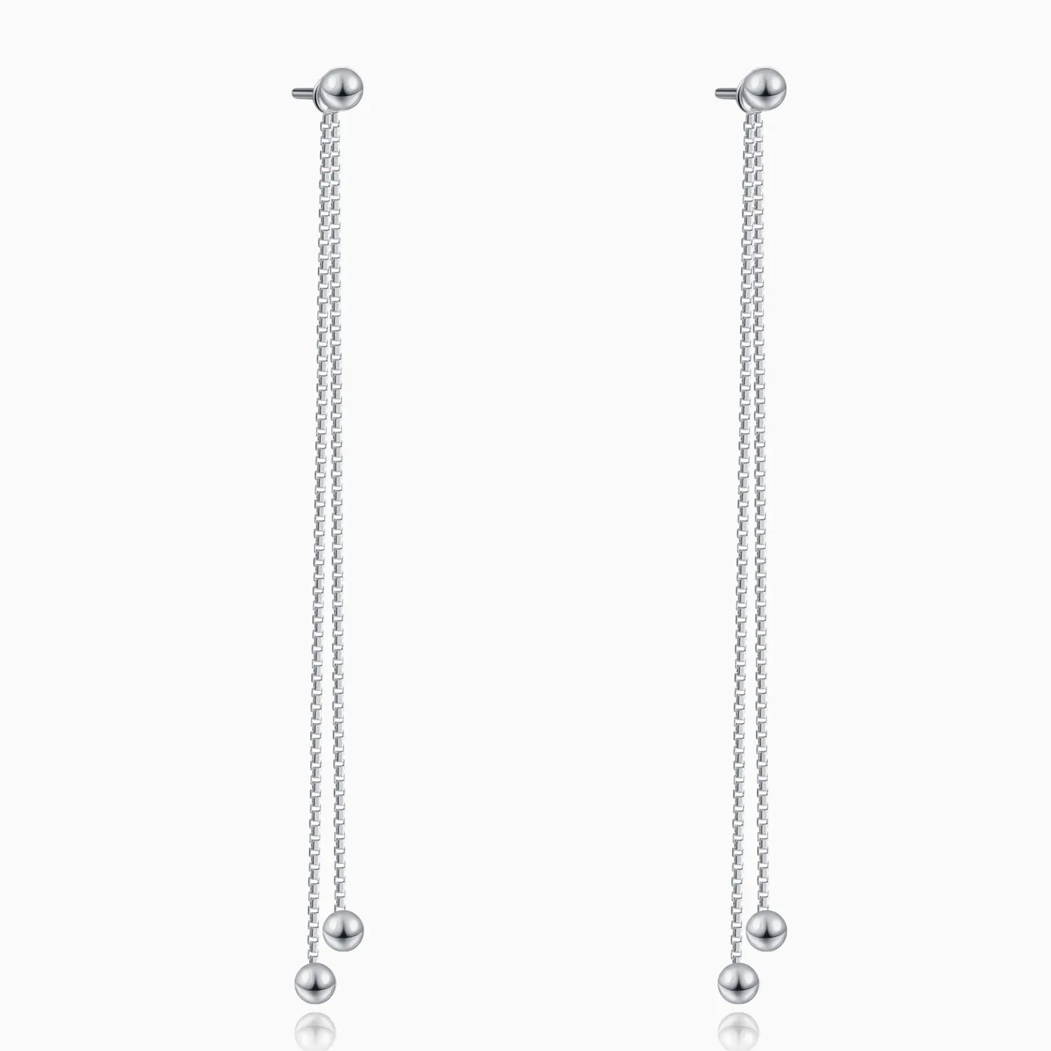 Double Chain Balls Long Dangle Earrings