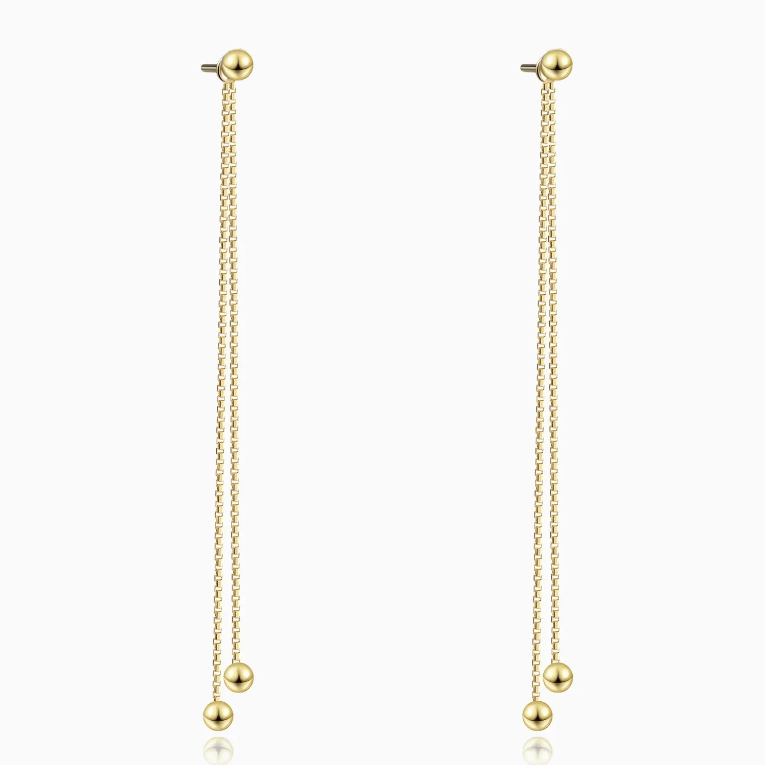 Double Chain Balls Long Dangle Earrings
