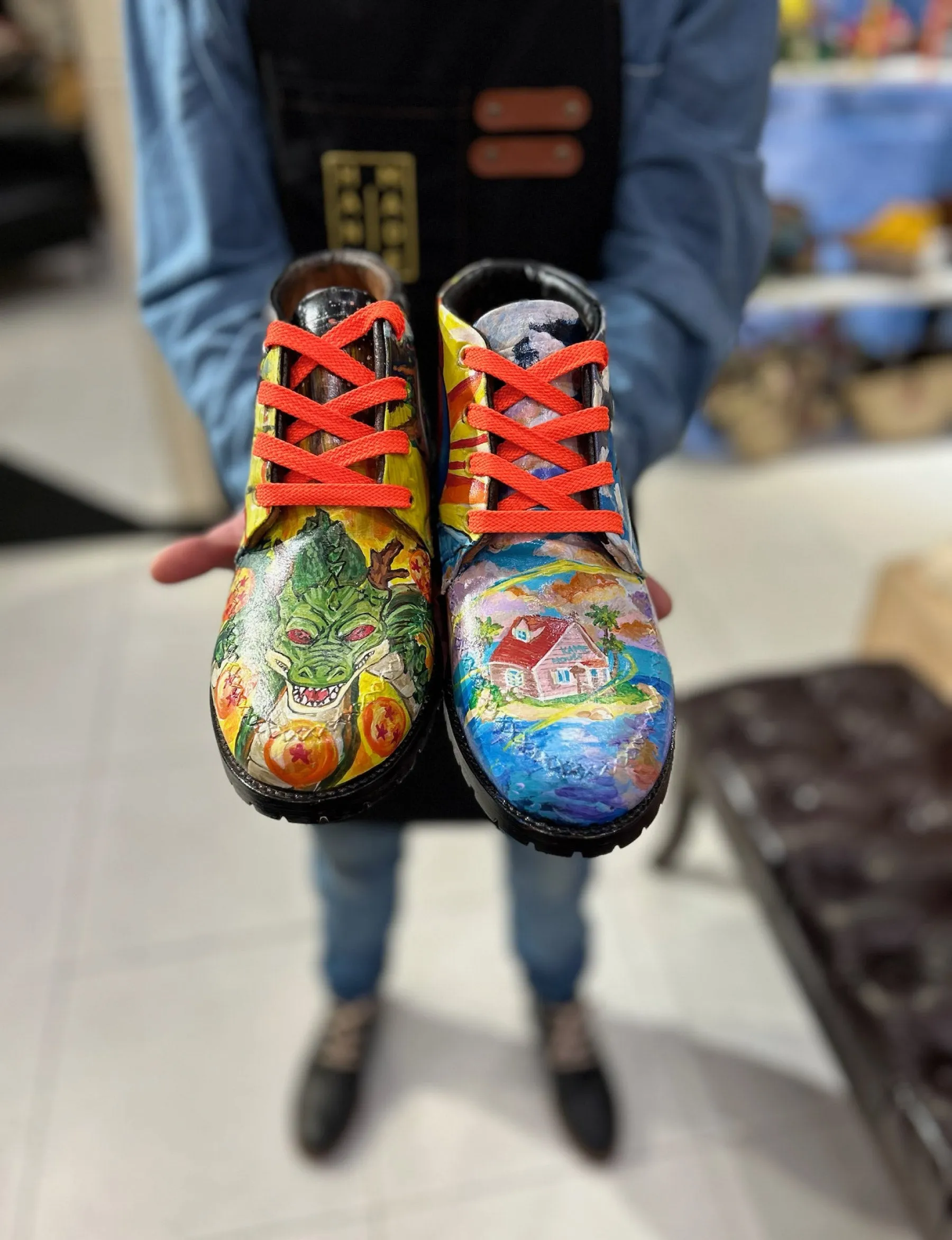 Handpainted Leather Boots Dragon Ball Special