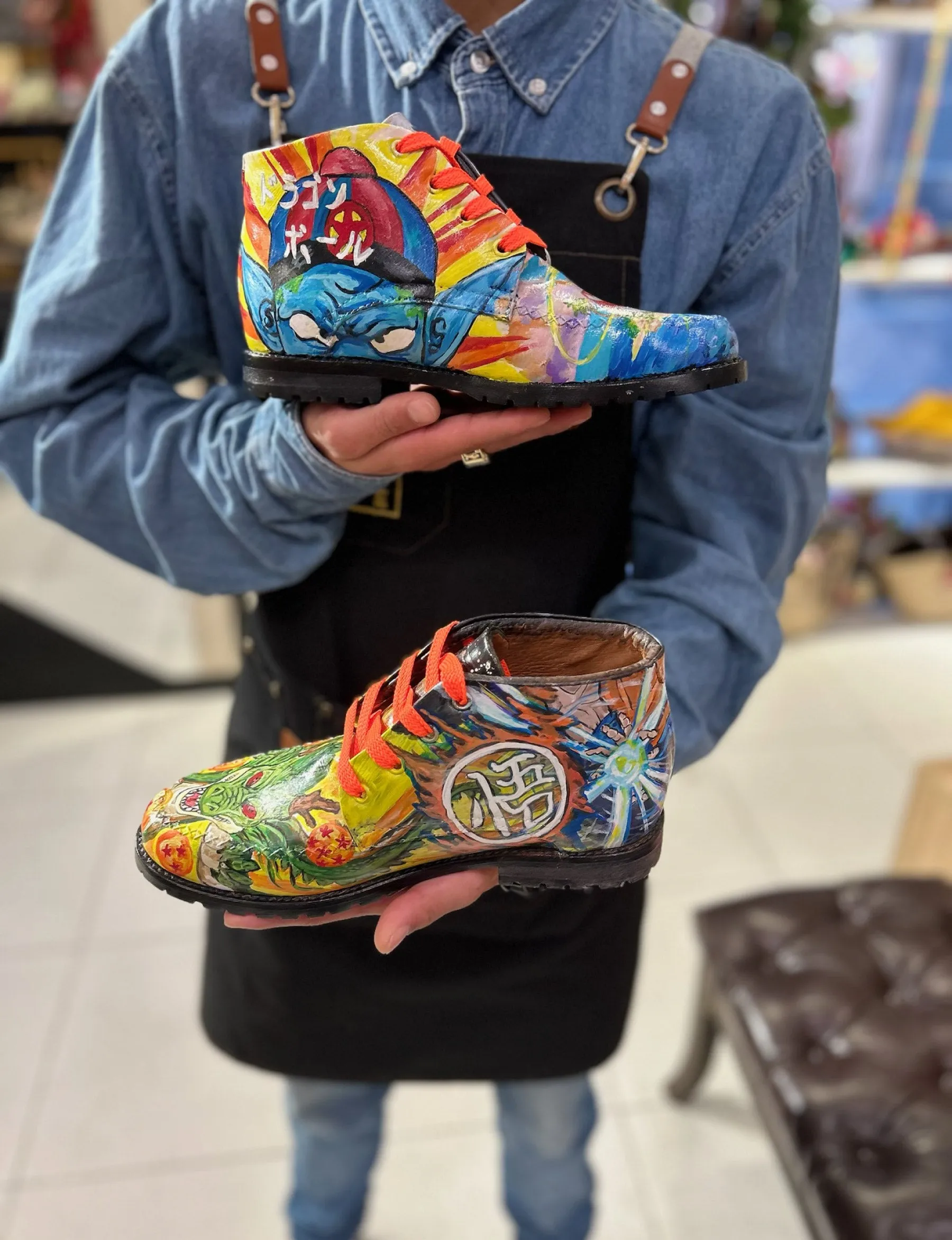Handpainted Leather Boots Dragon Ball Special