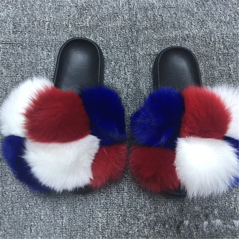 Hot selling fur ball slippers