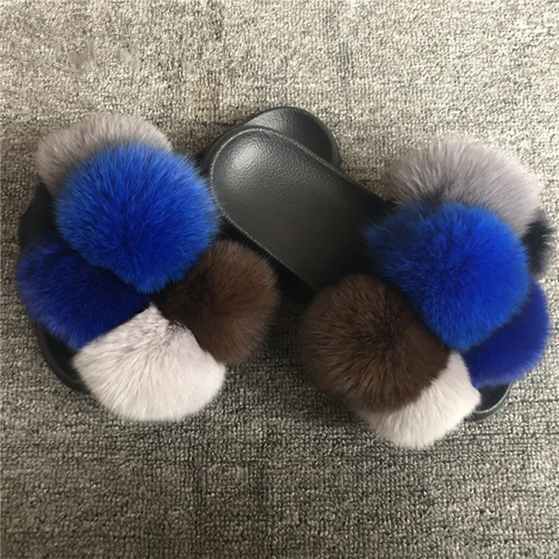 Hot selling fur ball slippers