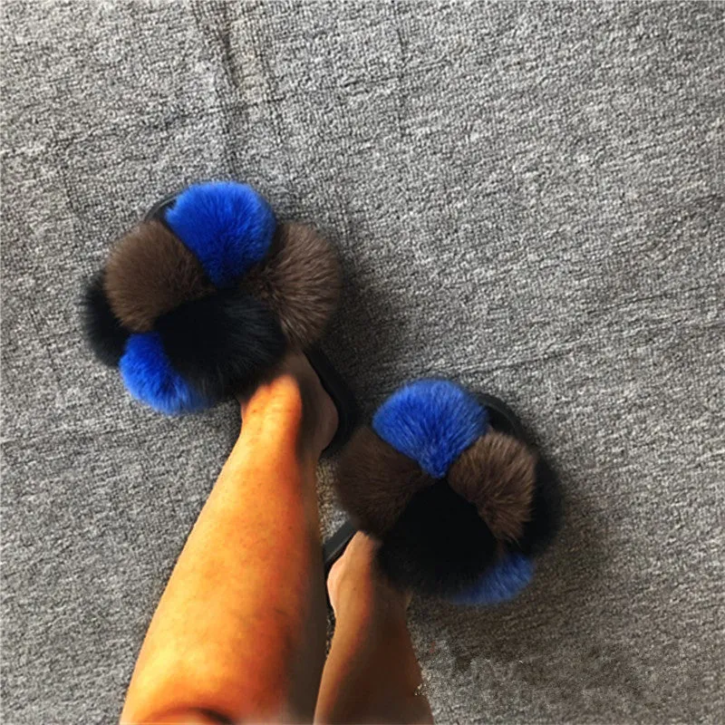Hot selling fur ball slippers