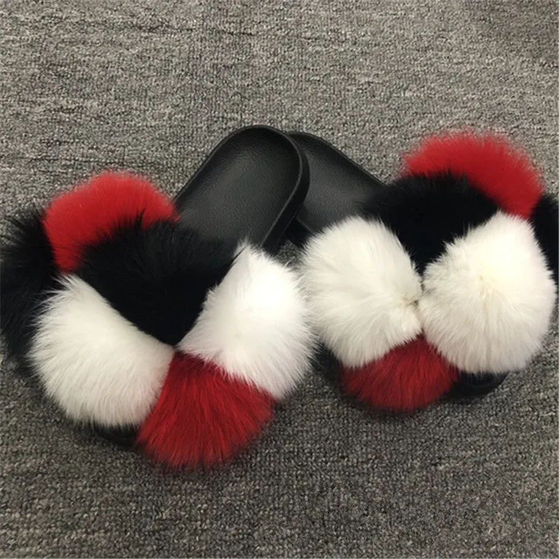 Hot selling fur ball slippers