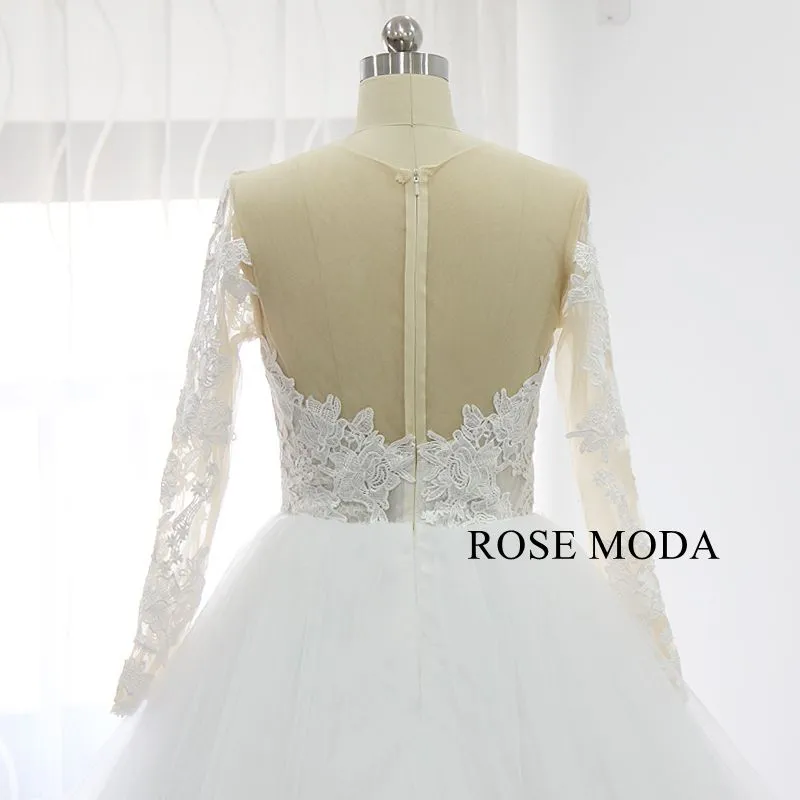 Rosemoda Illusion Ball Gown Wedding Dress With Long Sleeve