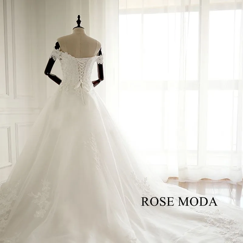 Rosemoda Lace Ball Gown Wedding Dress with Horsehair Edge