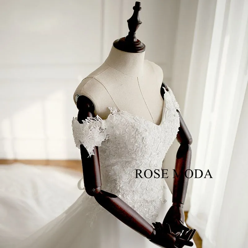 Rosemoda Lace Ball Gown Wedding Dress with Horsehair Edge