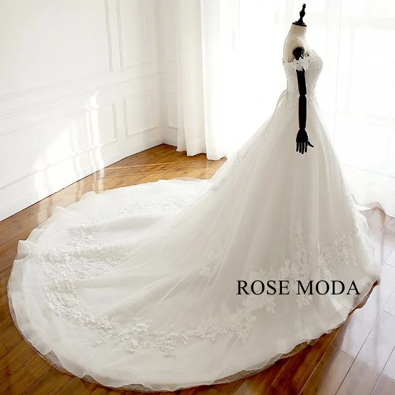 Rosemoda Lace Ball Gown Wedding Dress with Horsehair Edge