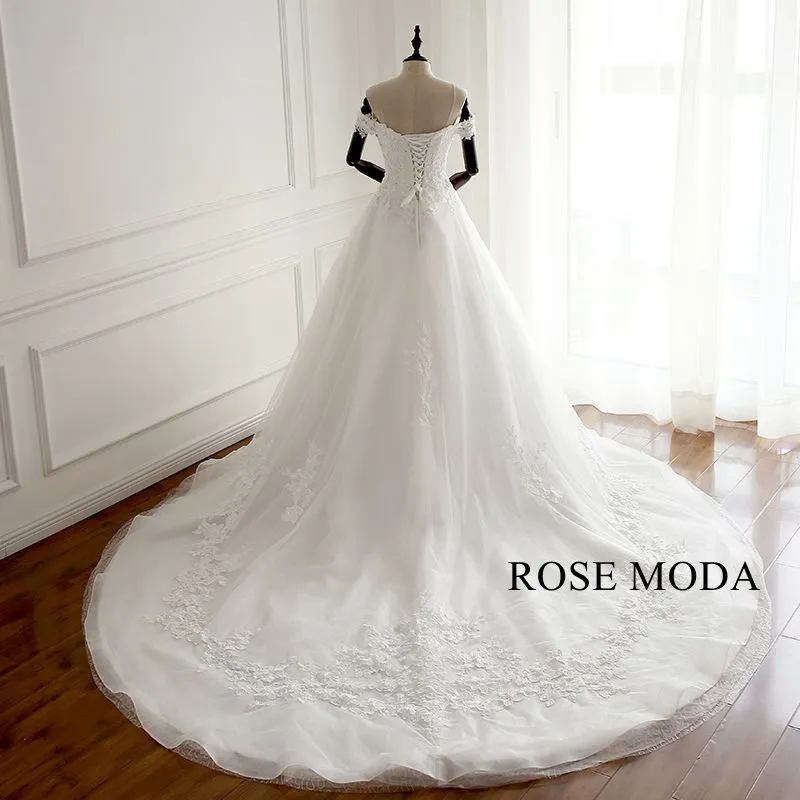 Rosemoda Lace Ball Gown Wedding Dress with Horsehair Edge