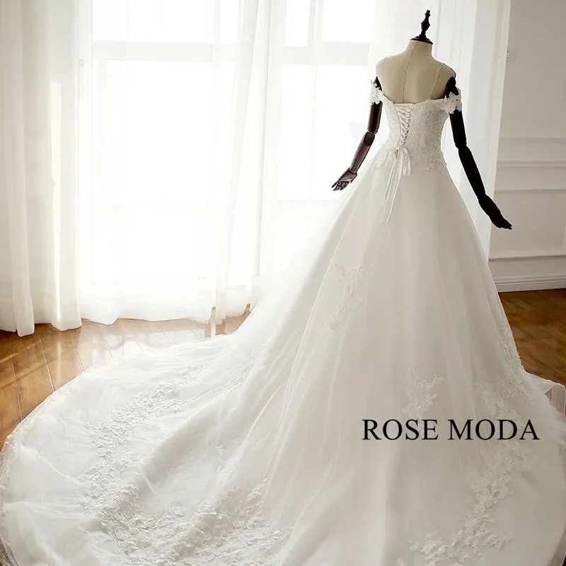 Rosemoda Lace Ball Gown Wedding Dress with Horsehair Edge