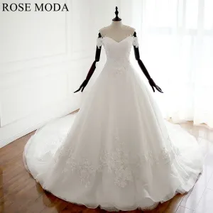 Rosemoda Lace Ball Gown Wedding Dress with Horsehair Edge
