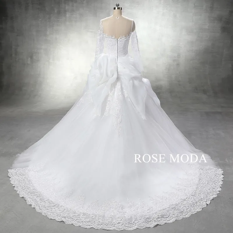 Rosemoda Long Sleeve Bateau Neckline Ball Gown Wedding Dress