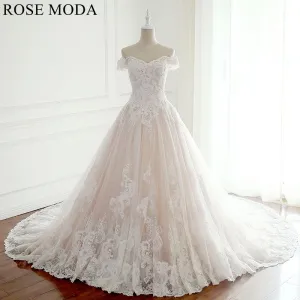 Rosemoda Off The Shoulder Lace Ball Gown Wedding Dress
